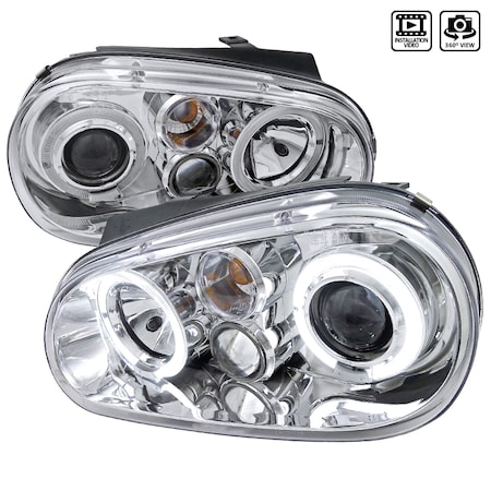 Spec-D Tuning 99-05 Volkswagen Golf Halo LED Projector Chrome LHP-GLF99-TM